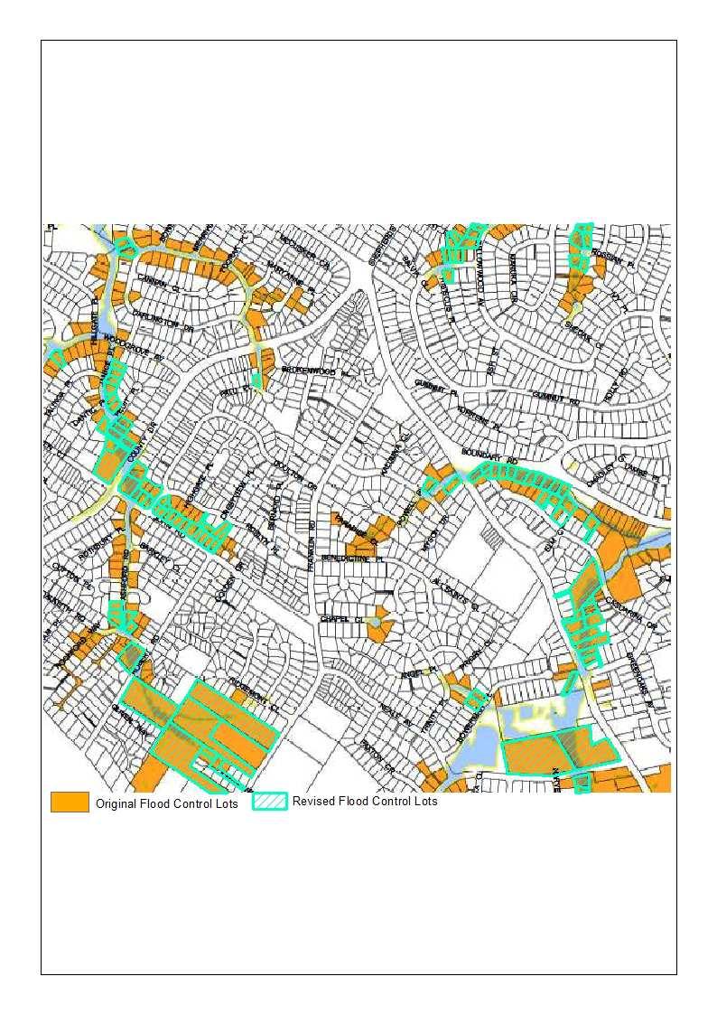 Figure 1- Example of original and revised draft flood study 100yr ARI flood control lots Community Engagement Defining areas subject to local overland flooding has the potential to be contentious as