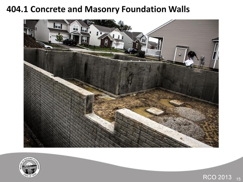 An example of poured concrete foundation wall after the forms are been removed.