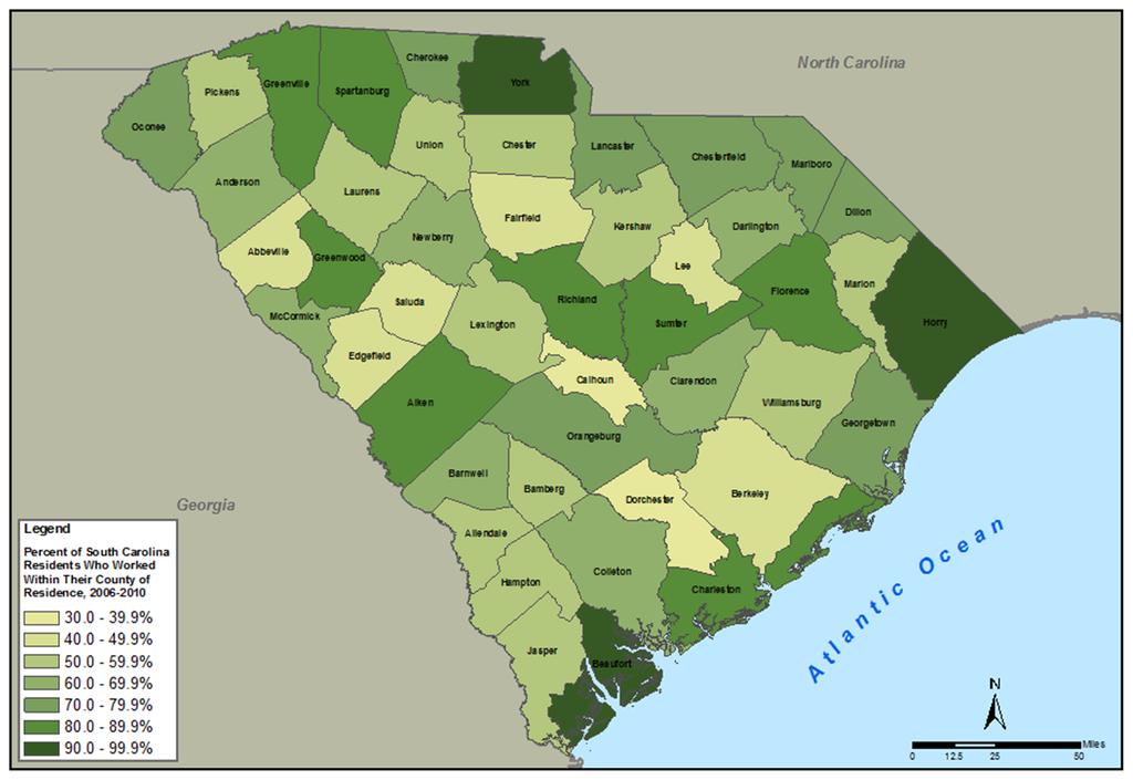 Table 3 5: Most Frequent Intra County Commute Flow Patterns, 2006 2010 County of Residence County of Workplace Number of Workers in Flow Percent of Total Commuters Aiken County Aiken County 46,972 2.