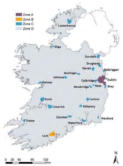 Section 2 Figure 2.1: Air quality zones in Ireland 3 The air quality zones in Ireland were amended in 2013 to reflect the results of the 2011 census.