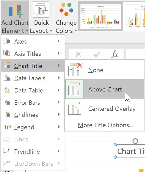 To edit a chart element, like a chart title, simply double-click the