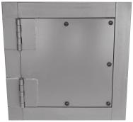 Security or Detention Doors for Walls or Ceilings Details Detention Details Stainless Steel Butt Steel Angle Outside Frame 10-Gauge Steel Plate Steel Angle Inside Frame Door Size Wall Opening Milcor