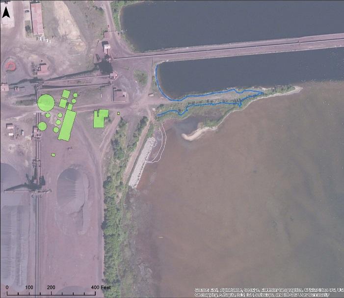 Site Background Historic tie treating plant upland from Lake Michigan Operating ore dock owned by Canadian National Creosote Seep on shoreline observed in 2005 Both onshore and offshore NAPL impacts