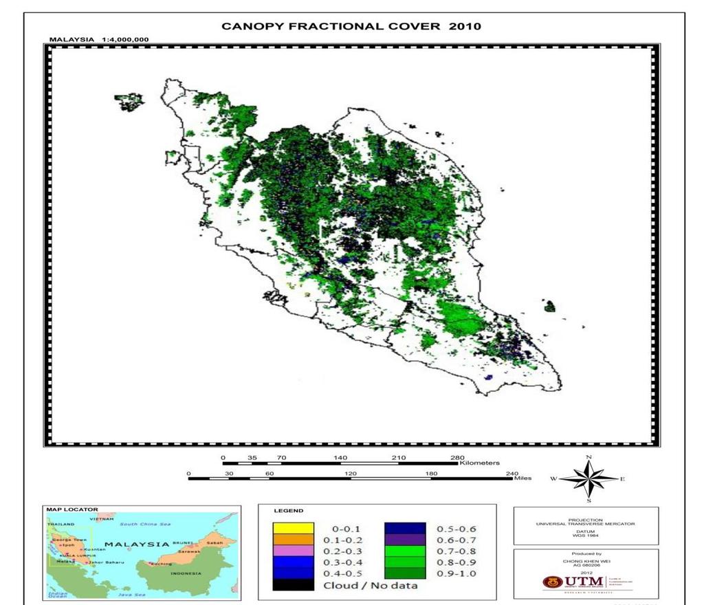 Figure 4. Forest canopy fractional cover map, 2010. 6. Conclusions Quantifying forest degradation is more challenging than quantifying deforestation.