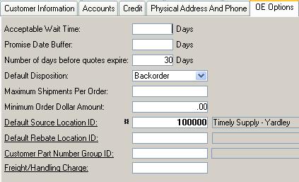 Freight Adder / Handling Charges Enter the Freight/Handling Charge ID on the OE Options tab in Customer Maintenance Must be