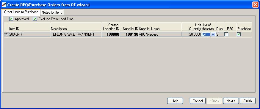 Exclude from Lead Time PO Wizard in OE Exclude from Lead