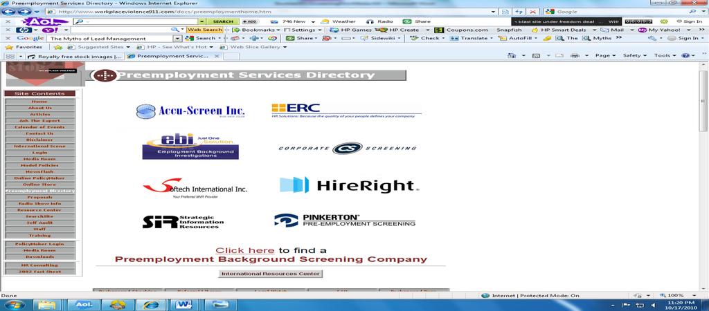 Preemployment Screening Directory www.preemploymentdirectory.com PreemploymentDirectory.com helps businesses meet the critical need they have to know whom they are hiring and who is on their payroll.