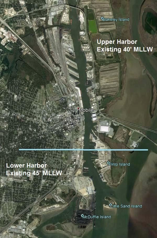 FIGURE 2: HARBOR TERMINALS Land side transportation to and from Mobile Harbor is by rail or truck. The transportation infrastructure connects to two interstates and four US highways.