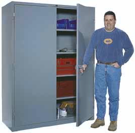 with package and supply item storage one convenient unit. Includes fixed, full-width top shelf. Three half-shelves adjustable on 3" centers.