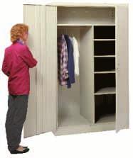 The wide cabet area and wider double doors present easy access to store and retrieve large boxes, bulky and ungaly materials or pieces of equipment.