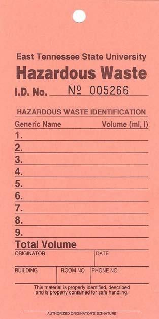 before placing waste into the container or receiving any waste into an Accumulation Point. The following information shall be provided on each hazardous waste label: The words HAZARDOUS WASTE.