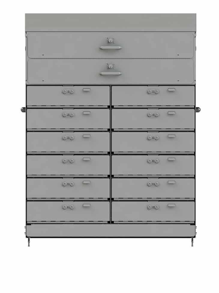 cabinet to the floor 8010137 Standard full piano hinge secure all tills (10) till drawers lock with single padlock (Padlock