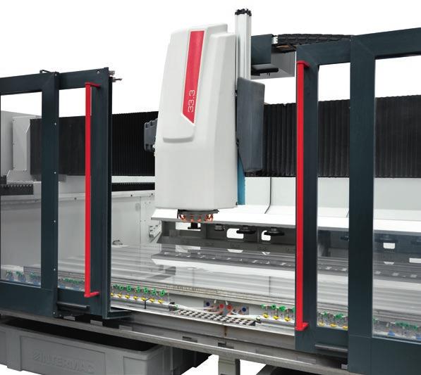 CUSTOMISABLE ACCORDING TO REQUIREMENTS The machine work table is an extremely rigid structure upon which is placed an aluminium worktable calibrated to grant maximum flatness of the work area,