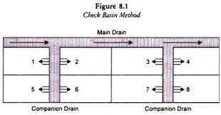 A1.b.ii. Check Basin Method The check basin method is the most common method of irrigation used in India.