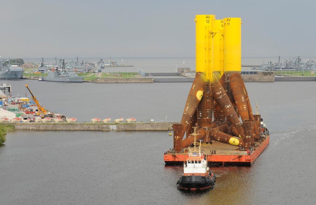 Alpha Ventus (Germany, North Sea) Tripod foundations of 760 tons weight and 45