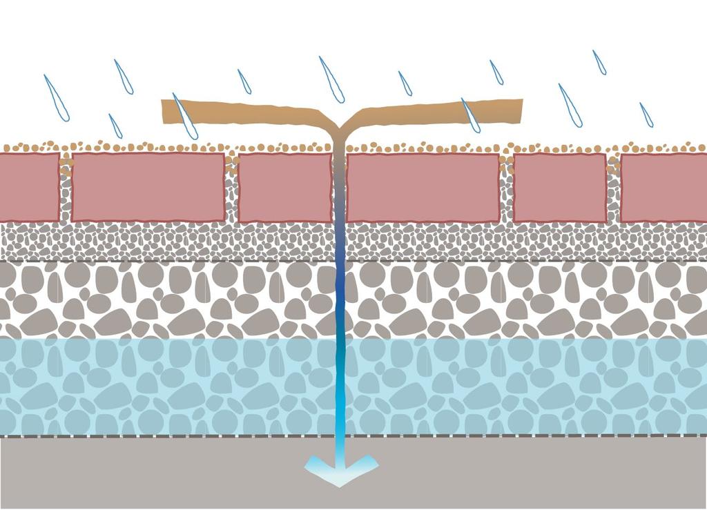 A Closer Look At Permeable Surfaces CHAPTER 2.3 2.3 The example below shows a typical build up for permeable block pavoirs.