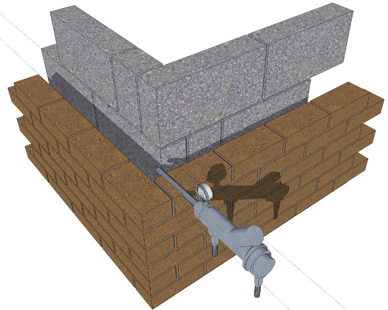 6 Where there is no external corner at the end of an elevation (for example at the party wall junction in semidetached and terraced properties), the hole should be drilled into the front elevation,
