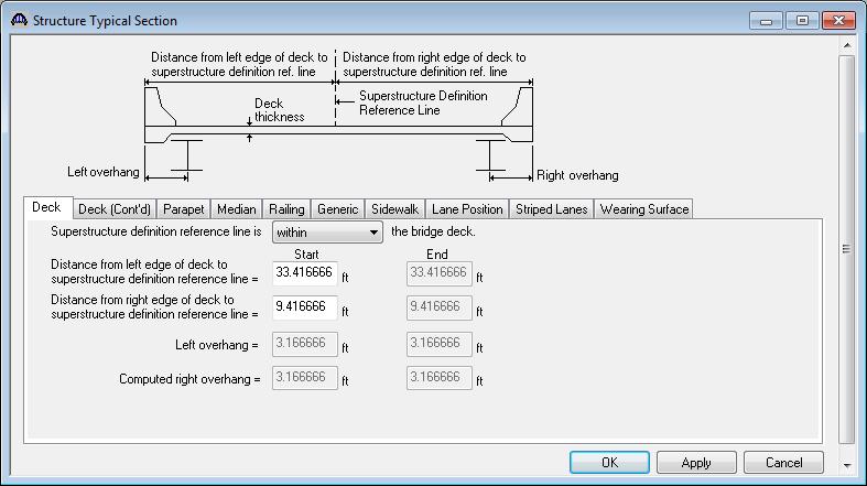 Next define the structure typical section by double-clicking on Structure Typical Section in the Bridge Workspace tree.