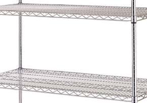 Chrome Racking - Super Erecta Chrome shelving & racking system Open wire design shelves allowing for the free circulation of air, improved visibility & light penetration Chrome posts & shelves with a