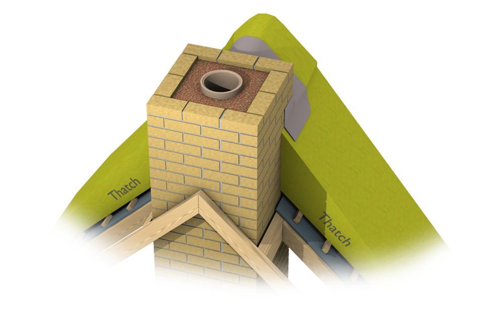 4 Larger Chimneys Where the distance from the inside of the flue liner to the outside of the brickwork is greater than 200mm Thatch can be tight to the chimney Figure 4 - Requirements on larger