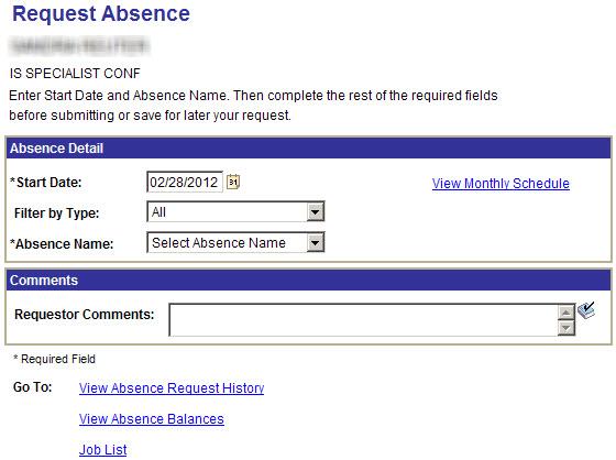 Entering an Absence Click on Enter Absence (You will be asked to enter your Net ID and