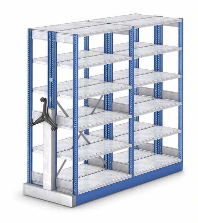 Product Finished for Warehouses Mobile shelving in most warehouse environments does not require a great aesthetic finish to the system.