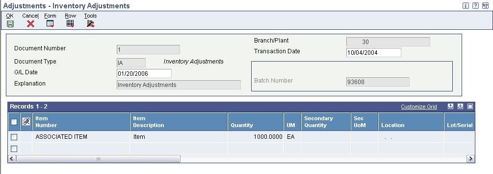 Chapter 4 Using Inventory Transactions Warehouse 1: Display one agreement.