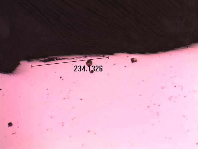 Surface initiated crack in the sample with coating in limit lubrication conditions For this sample no scuffing appeared during the test. Fig. 14.