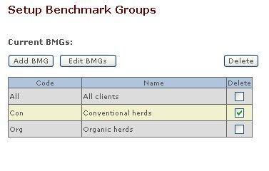 Delete benchmark group(s) To delete a benchmark group select the required benchmark group