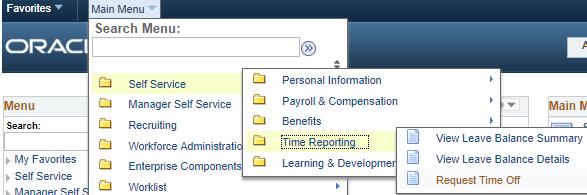 PeopleSoft HR Leave Accruals Employee Self Service Requesting Time Off If you are a salaried employee and your department is participating in the leave accrual