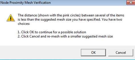 Select OK to allow the program to reduce the suggested cell mesh size automatically and continue with the mesh generation.