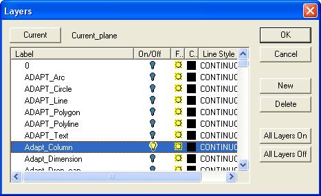 Index (39) FIGURE 2-6 Transform to Structural Component Toolbar Use menu item SettingsDrawingLayers, to open Layers dialog box, or open same dialog box by clicking Layers tool in the Settings Toolbar.