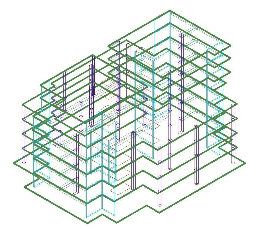 Index (50) FIGURE 3-10 Imported 7-Story Structure Shown in 3D Isometric View in ADAPT- Edge 3.