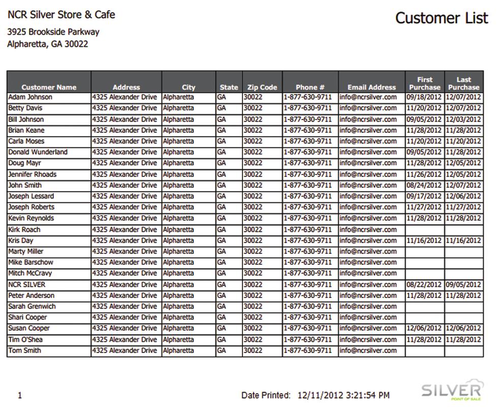 Customer List When you need to view a comprehensive list of your customers.