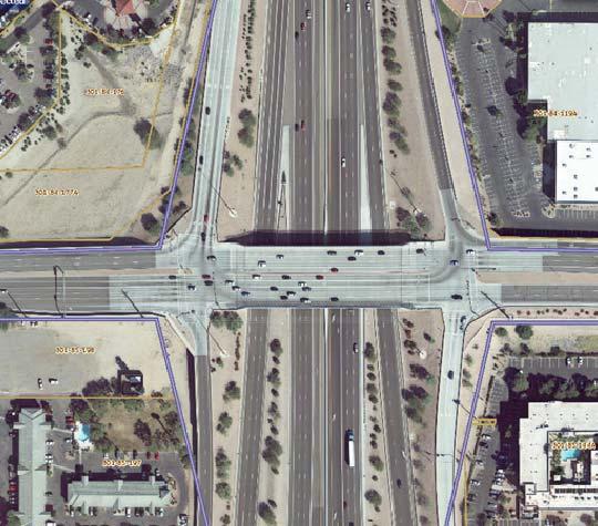 Land outside the orange lines is dedicated roadway right of way or