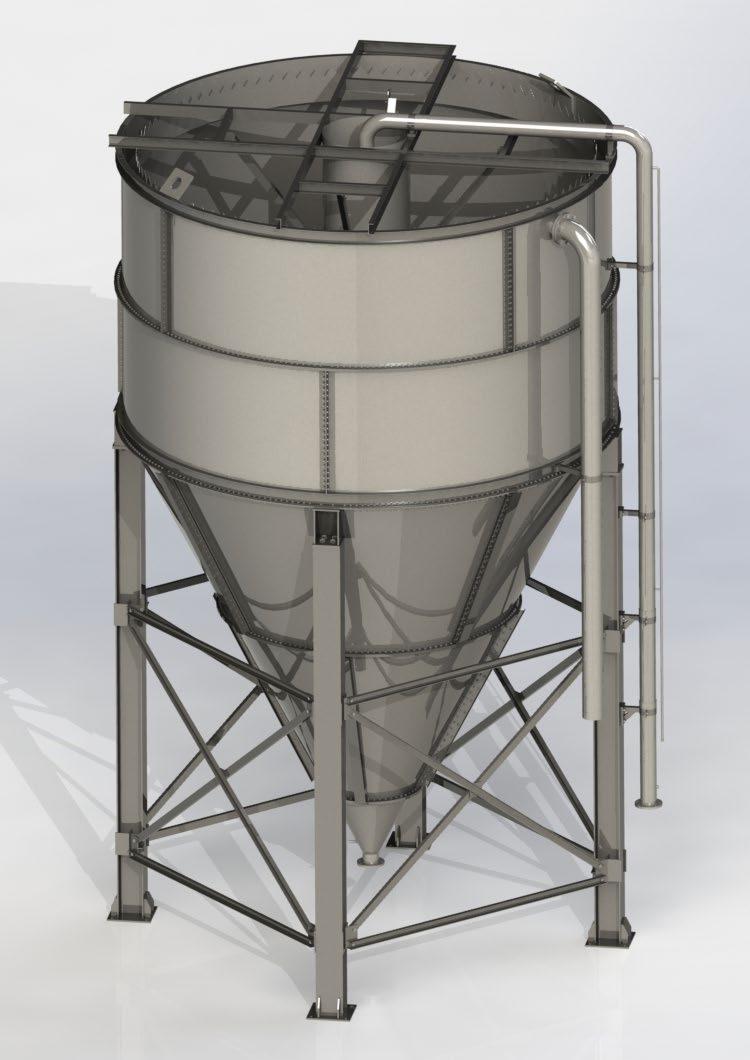 They speed up the clarification process through perfectly-sized silos, with a thrust cone and a water column which presses the sludge, and the use of an appropriate polyelectrolyte (flocculant).
