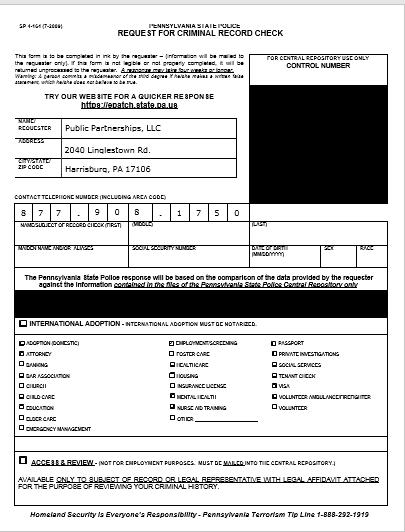 Instructions for the PA State Police Request for Criminal Record Check All prospective direct care workers are required to complete a criminal background check.