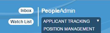 Applicant Tracking Module (Blue background changes to orange when you are in the Position Management module) To select the Applicant Tracking module, click on