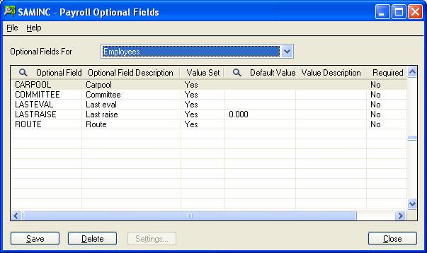 Step 6: Set Up Optional Fields From the Payroll Setup Reports folder, choose G/L Integration.