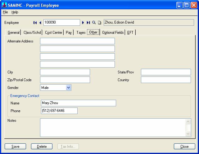 Step 15. Set Up Employees On the Tax Information form, you can also add (assign) a tax to the employee.
