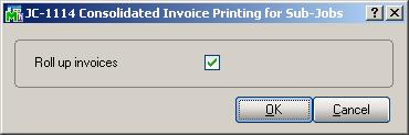 A separate invoice number is created for each of the sub-jobs by using the next invoice number and appending a letter to the invoice number beginning with A, then B, through Z.