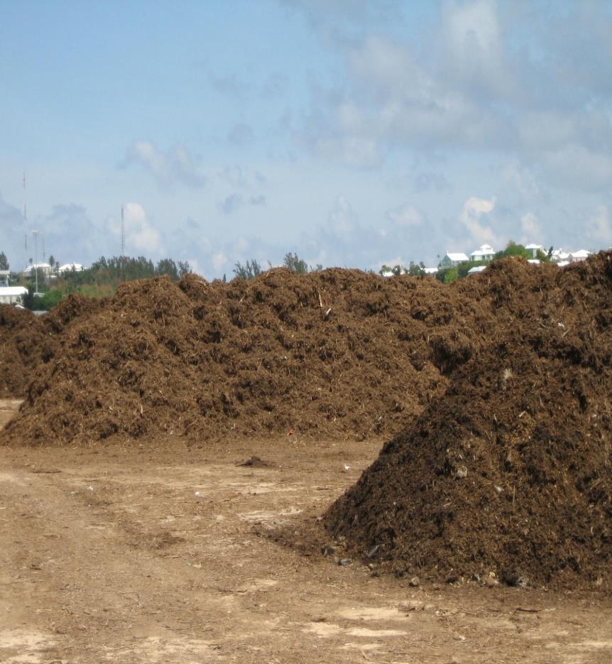 fee Material is ground up and stockpiled or windrow composted Compost is