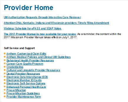 Public Provider Websites - Commercial Provider Home page