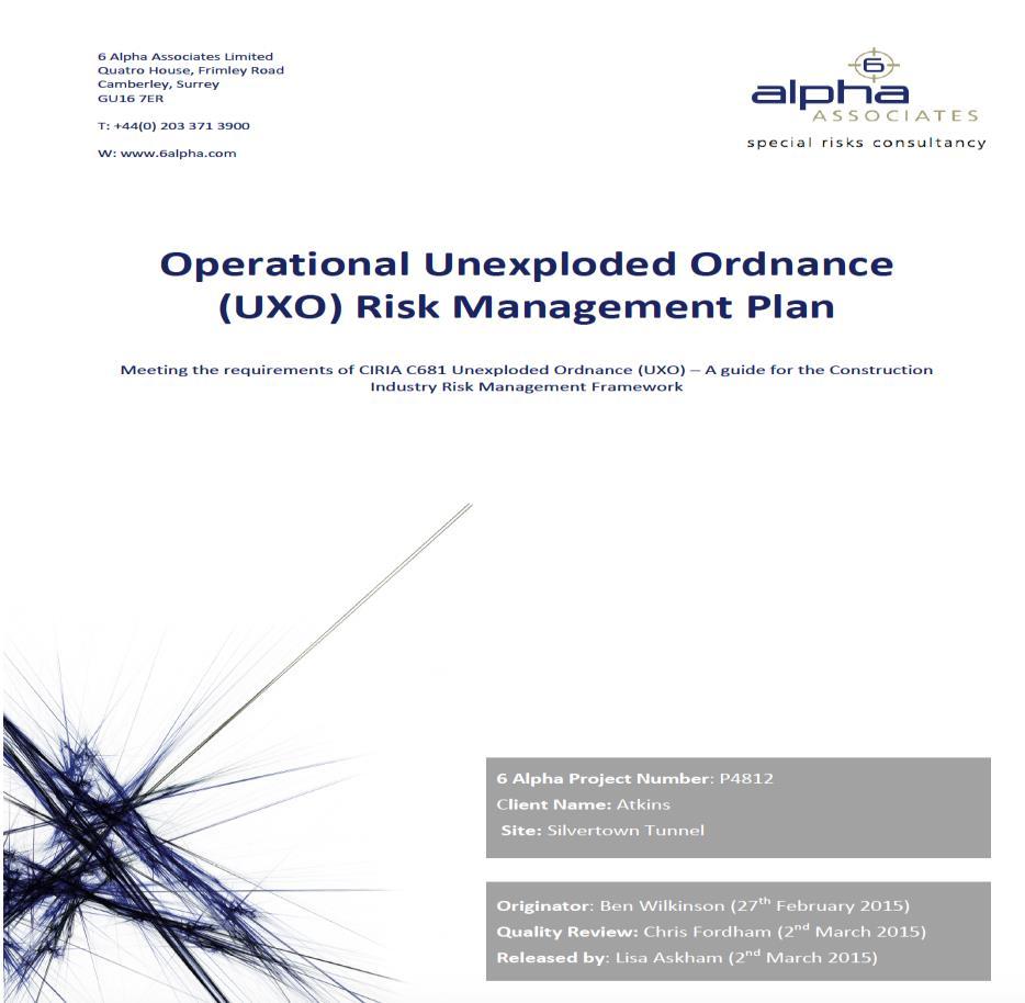 Report 2 Operational Risk Management Plan - March 2015 Background threat Taken from Executive Summary Regulations MHSW act