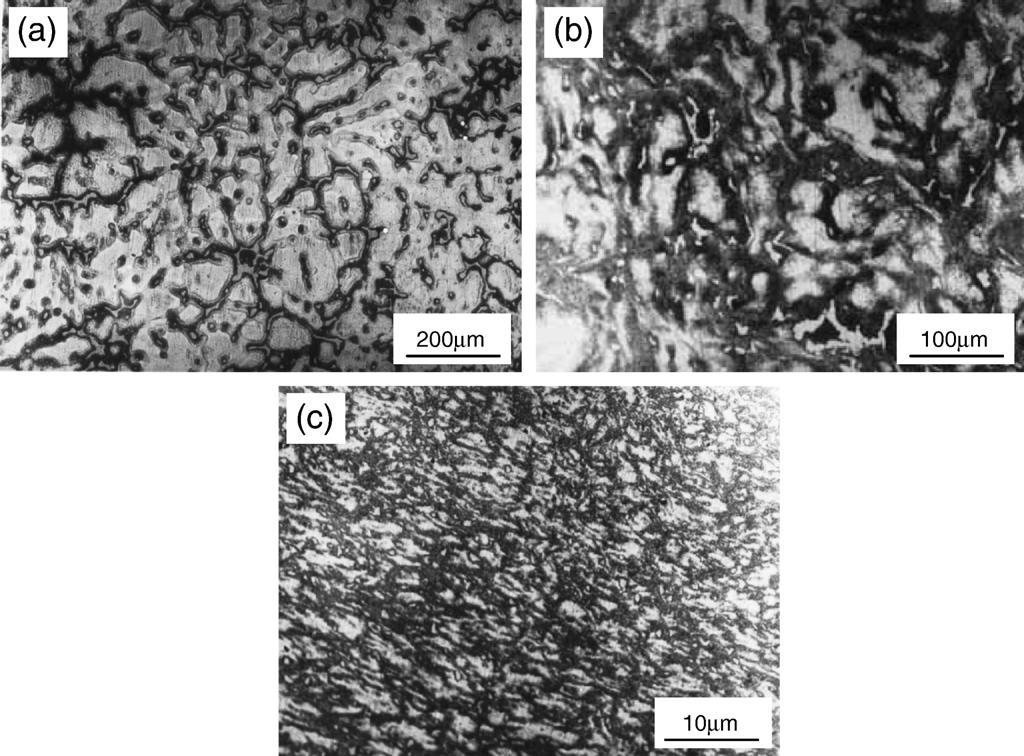 192 J. Jiang et al. / Materials Characterization 58 (2007) 190 196 Fig. 2. Microstructure of cast material and four-pass processed material by ECAE at 498 K.