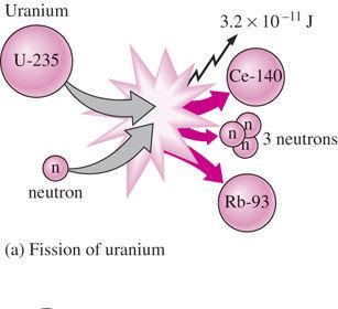More on Nuclear Energy The best known fission reaction involves the split of the uranium atom (the U-235 isotope) into other elements and is commonly used to generate electricity in nuclear power