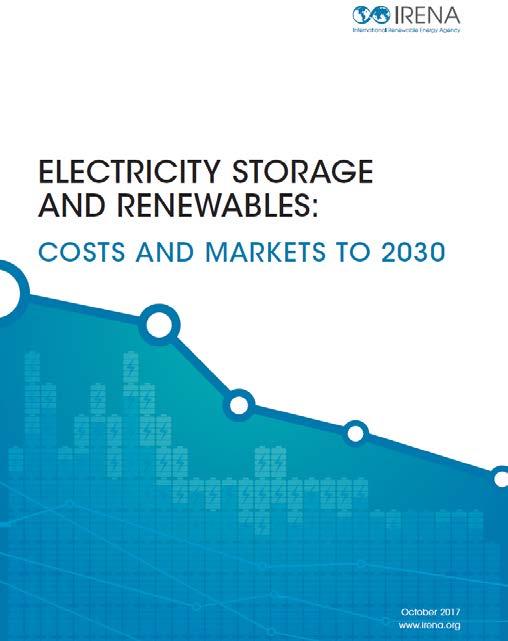Storage stationary applications Installed energy costs of battery storage systems to fall 50-66% by 2030 Performance improvements