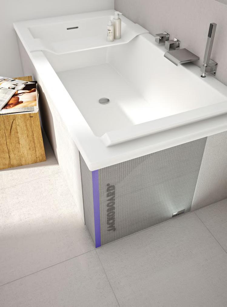 JACKOBOARD Wabo The fast way to panel bathtubs. With JACKOBOARD Wabo you can assemble tileable bath panelling in just a few work steps.