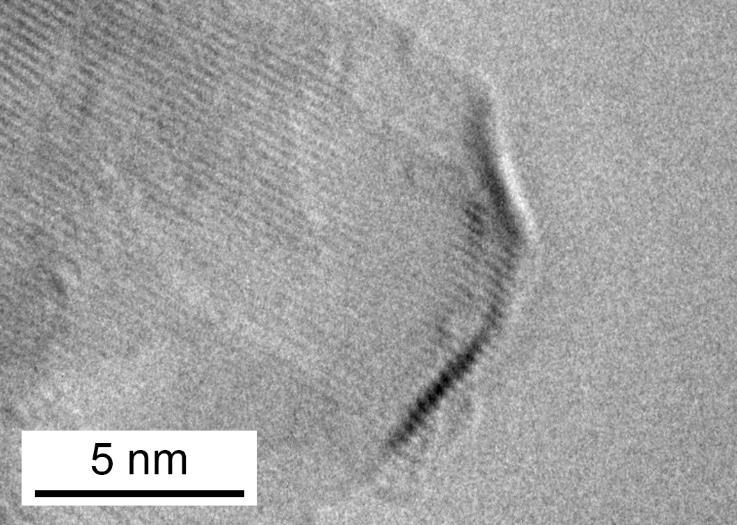 Figure S3. TEM image of the edge of one natural MoS2 sheet. 4. Wide view of the as-synthesized MoS2 through TEM. Supplementary Fig.