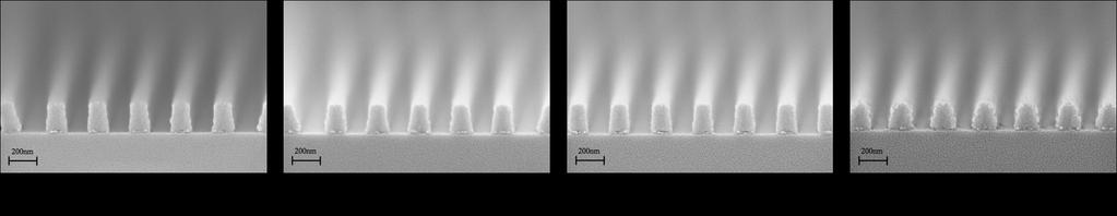 Figure 4. 150-nm L/S (1:1) features on silicon substrate with varying BARC bake temperatures.